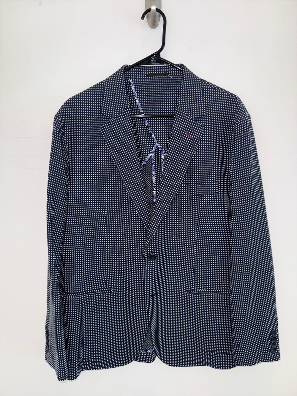 Bugatchi Navy and White Micro-Check Sport Coat